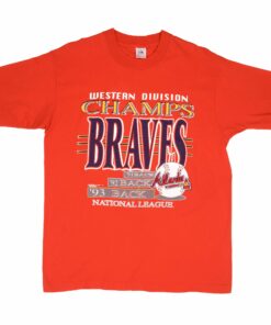 VINTAGE MLB ATLANTA BRAVES CHAMPS 1993 TEE SHIRT SIZE LARGE MADE IN USA