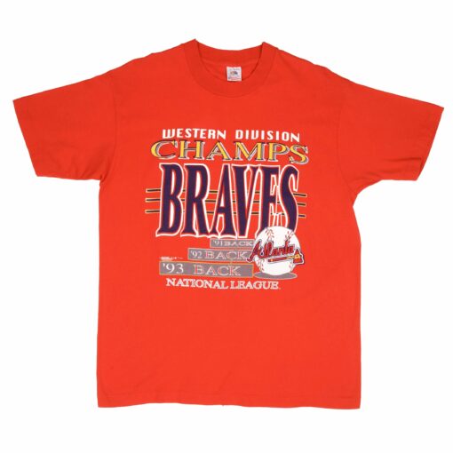 VINTAGE MLB ATLANTA BRAVES CHAMPS 1993 TEE SHIRT SIZE LARGE MADE IN USA