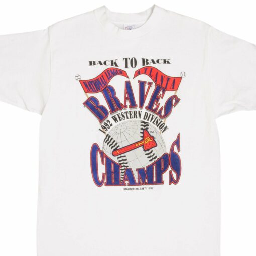 VINTAGE MLB ATLANTA BRAVES WESTERN CHAMPS 1992 TEE SHIRT MEDIUM MADE USA