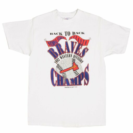 VINTAGE MLB ATLANTA BRAVES WESTERN CHAMPS 1992 TEE SHIRT MEDIUM MADE USA