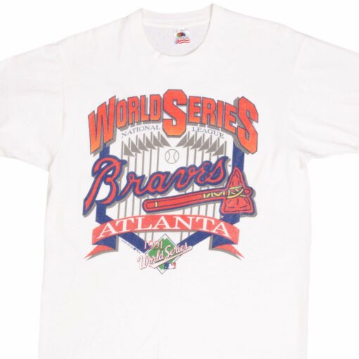 VINTAGE MLB ATLANTA BRAVES WORLD CHAMPIONS 1991 TEE SHIRT LARGE MADE IN USA