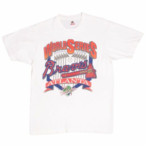 VINTAGE MLB ATLANTA BRAVES WORLD CHAMPIONS 1991 TEE SHIRT LARGE MADE IN USA