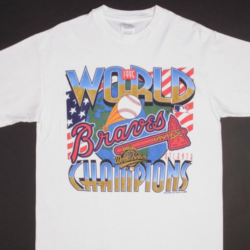 VINTAGE MLB ATLANTA BRAVES WORLD CHAMPIONS 1995 TEE SHIRT