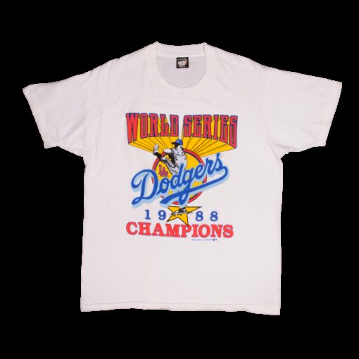 VINTAGE MLB LOS ANGELES DOGERS CHAMPIONS 1988 TEE SHIRT XL MADE USA