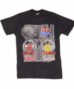 VINTAGE NBA CHICAGO BULLS VS LA LAKERS TEE SHIRT 1991 MEDIUM MADE IN USA