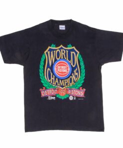 VINTAGE NBA DETROIT PISTONS WORLD CHAMPIONS 1990 TEE SHIRT LARGE MADE USA