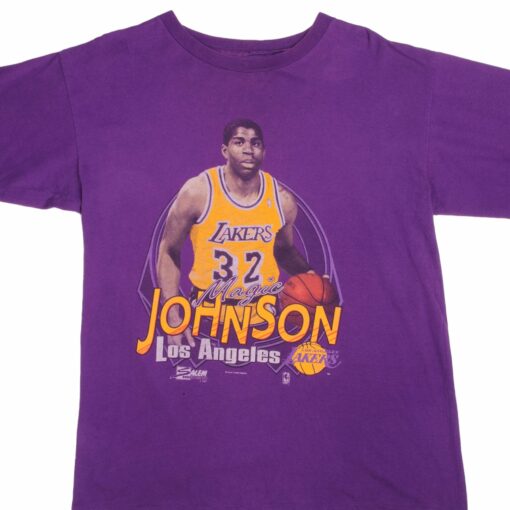 VINTAGE NBA MAGIC JOHNSON LOS ANGELES LAKERS TEE SHIRT 1990 SIZE XL MADE IN USA