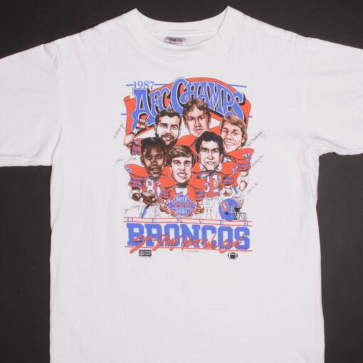 VINTAGE NFL DENVER BRONCOS AFC CHAMPS TEE SHIRT 1987 LARGE MADE USA