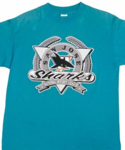 VINTAGE NHL SAN JOSE SHARKS TEE SHIRT 1991 SIZE LARGE MADE IN USA
