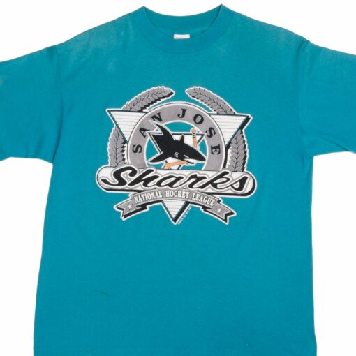 VINTAGE NHL SAN JOSE SHARKS TEE SHIRT 1991 SIZE LARGE MADE IN USA