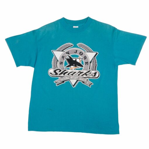 VINTAGE NHL SAN JOSE SHARKS TEE SHIRT 1991 SIZE LARGE MADE IN USA