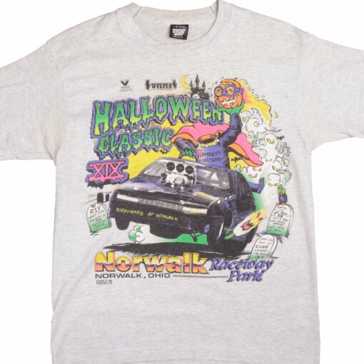 VINTAGE RACING HALLOWEEN NORWALK RACEWAY TEE SHIRT 1980S MEDIUM MADE IN USA