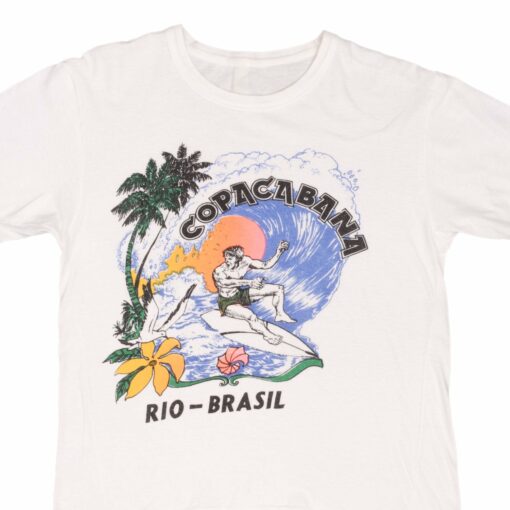 VINTAGE SURFING COPACABANA RIO BRAZIL SURF TEE SHIRT 1980S