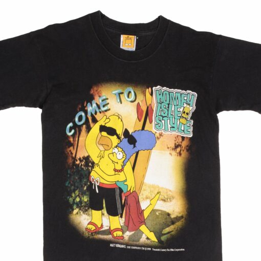VINTAGE THE SIMPSONS HOMER AND MARGE SURFING TEE SHIRT 1999