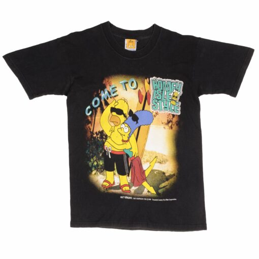 VINTAGE THE SIMPSONS HOMER AND MARGE SURFING TEE SHIRT 1999