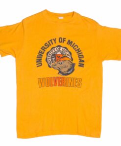 VINTAGE UNIVERSITY OF MICHIGAN WOLVERINES TEE SHIRT 1980s SIZE LARGE MADE IN USA VINTAGE UNIVERSITY OF MICHIGAN WOLVERINES TEE SHIRT 1980s SIZE LARGE MADE IN USA