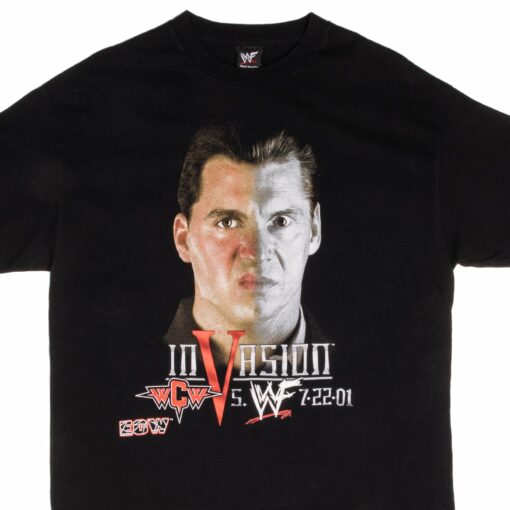 VINTAGE WWF INVASION WCW ECW SAHNE & VINCE MCMAHON TEE SHIRT 2001