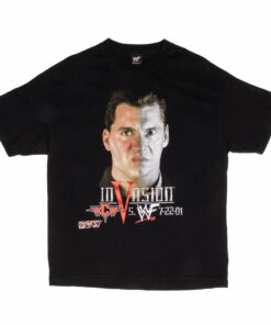 VINTAGE WWF INVASION WCW ECW SAHNE & VINCE MCMAHON TEE SHIRT 2001