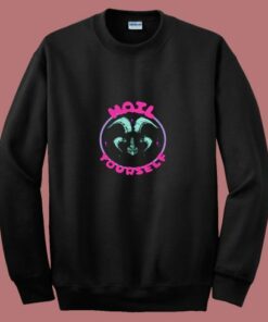 Hail Yourself Cute Pink And Blue Goat Baphomet 80s Sweatshirt