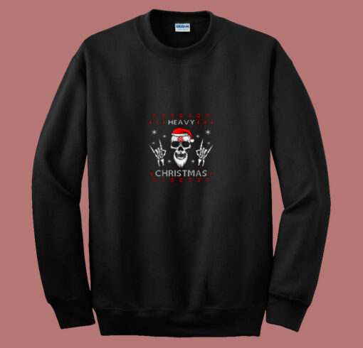 Heavy Metal Christmas Skull Santa 80s Sweatshirt