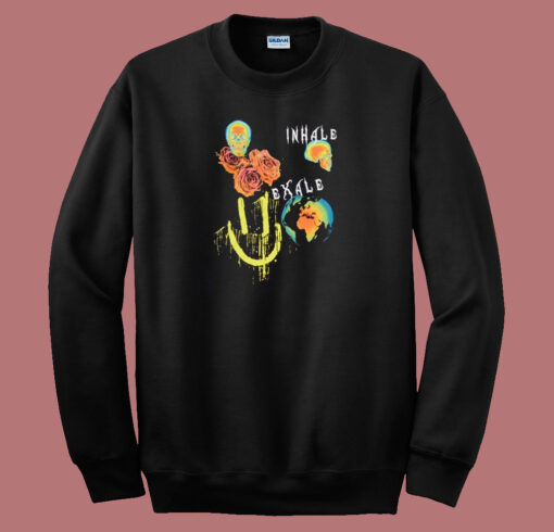 Inhale Exhale Skull Graphic 80s Sweatshirt