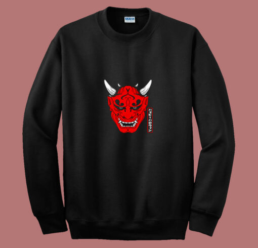 Japanese Demons Face Devil Harajuku Aesthetic 80s Sweatshirt