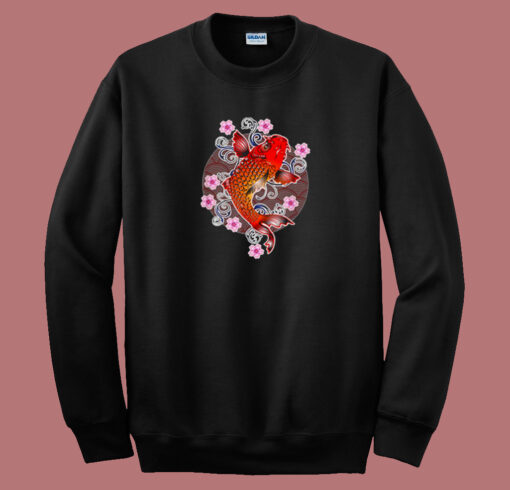 Japanese Koi Fish Cherry Blossom 80s Sweatshirt