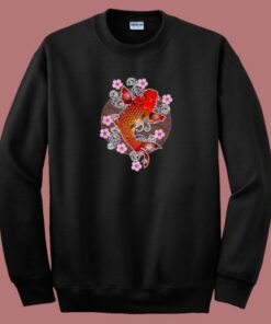 Japanese Koi Fish Cherry Blossom 80s Sweatshirt 1 Japanese Koi Fish Cherry Blossom 80s Sweatshirt 2