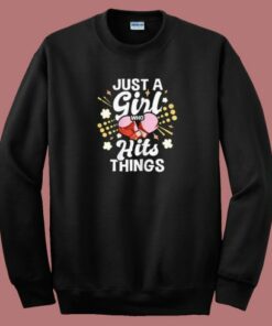 Just A Girl Who Hits Things Kickboxing 80s Sweatshirt