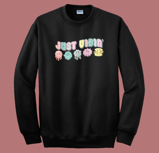 Just Vibin’ Dripping Smiley Faces Sweatshirt