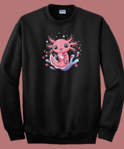 Kawaii Axolotl Strawberry Milkshake 80s Sweatshirt Kawaii Axolotl Strawberry Milkshake 80s Sweatshirt