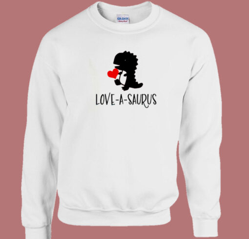 Love A Saurus Valentine Day 80s Sweatshirt