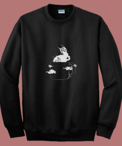 Many Eyed Cat In Coffee Cup 80s Sweatshirt Many Eyed Cat In Coffee Cup 80s Sweatshirt