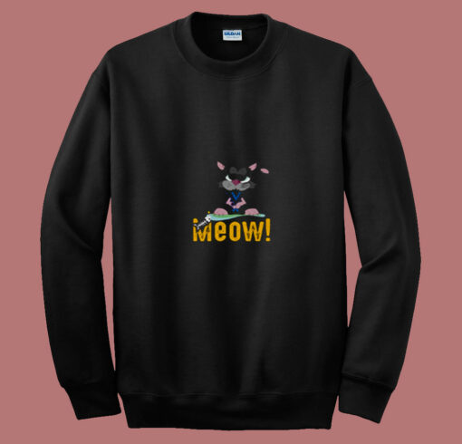 Meow Cat Funny Gift For Cats Lovers 80s Sweatshirt