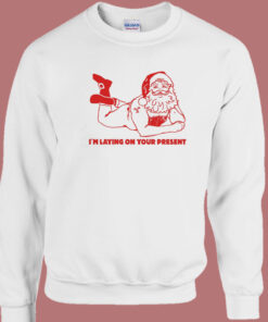 Naughty Santa Claus Laying 80s Sweatshirt 1