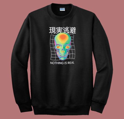 Nothing Is Real Kanji Skull Graphic 80s Sweatshirt