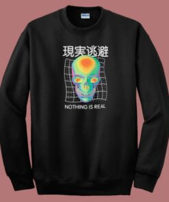 Nothing Is Real Kanji Skull Graphic 80s Sweatshirt