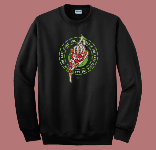 One Last Slice Pizza Skeletons 80s Sweatshirt