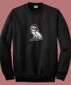 Ovo Holiday Santa Owl Funny 80s Sweatshirt