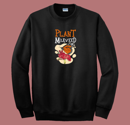 Plant Milkweed Butterfly Graphic 80s Sweatshirt