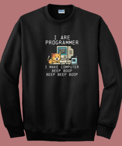 Programmer Cat Beep Boop 80s Sweatshirt Programmer Cat Beep Boop 80s Sweatshirt
