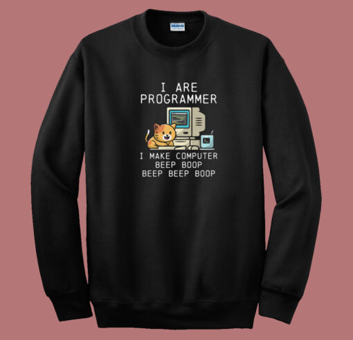 Programmer Cat Beep Boop 80s Sweatshirt