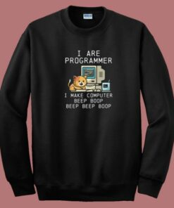 Programmer Cat Beep Boop 80s Sweatshirt Programmer Cat Beep Boop 80s Sweatshirt