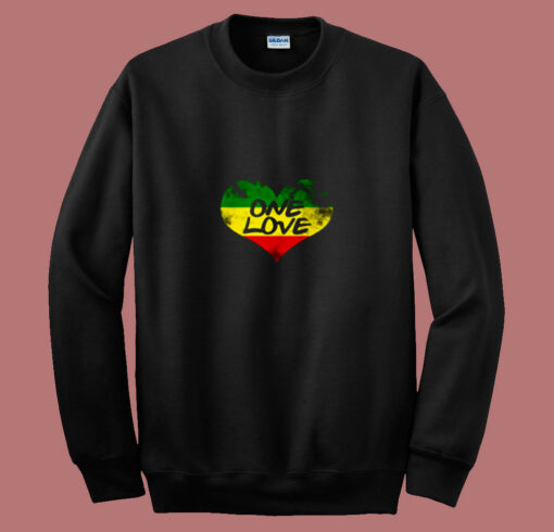 Rastafari One Love Vintage Jamaican Heart 80s Sweatshirt