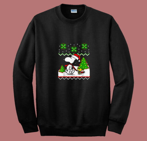 Santa Peanuts Snoopy And Woodstock 80s Sweatshirt