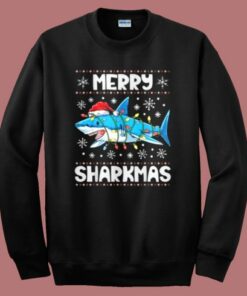 Sharkmas Shark Santa Hat Sweatshirt