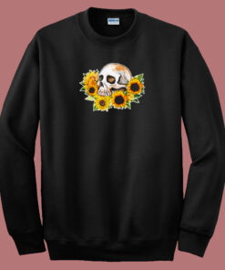 Skull Sunflower Retro 80s Sweatshirt