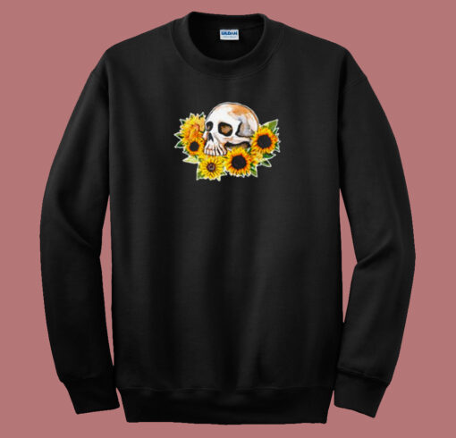 Skull Sunflower Retro 80s Sweatshirt