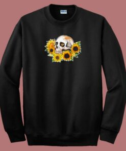 Skull Sunflower Retro 80s Sweatshirt