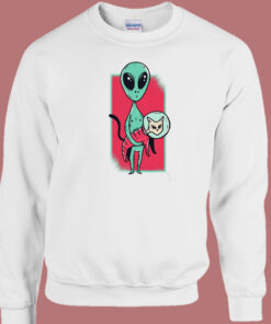 Space Alien Cat Funny 80s Sweatshirt